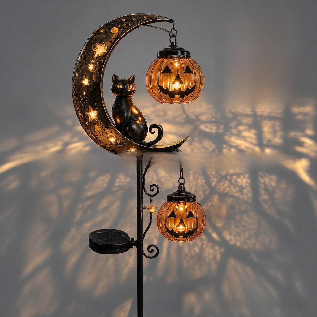 Halloween black cat pumpkin ground lamp