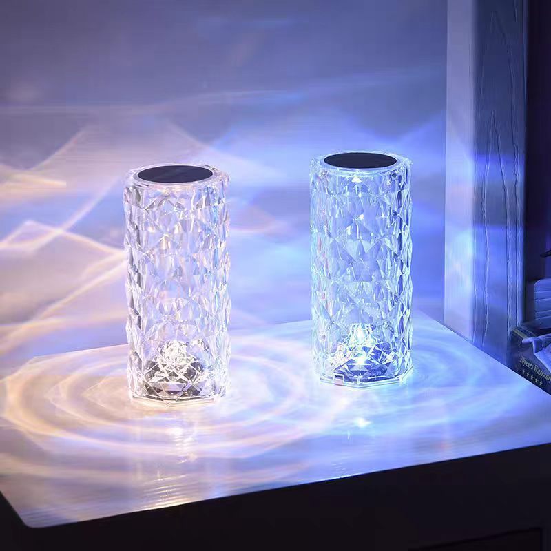 Creative Rose Crystal Table Lamp with Multicolor Lighting
