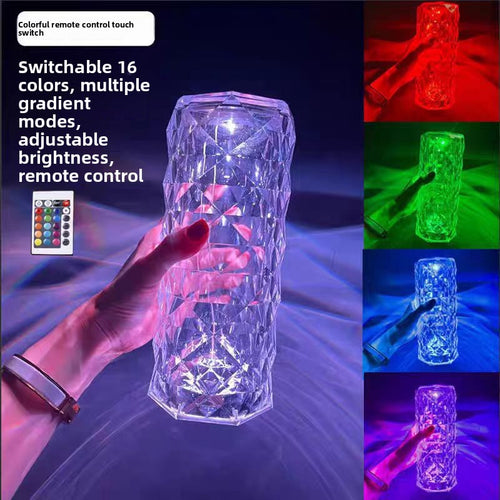 Creative Rose Crystal Table Lamp with Multicolor Lighting