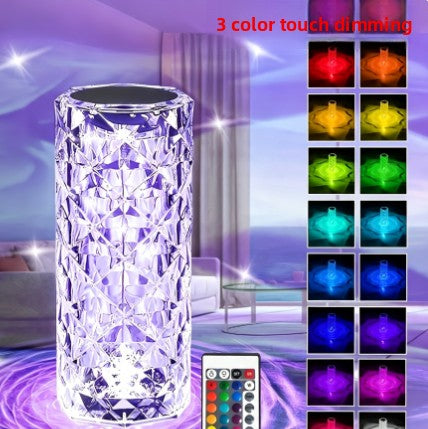 Creative Rose Crystal Table Lamp with Multicolor Lighting