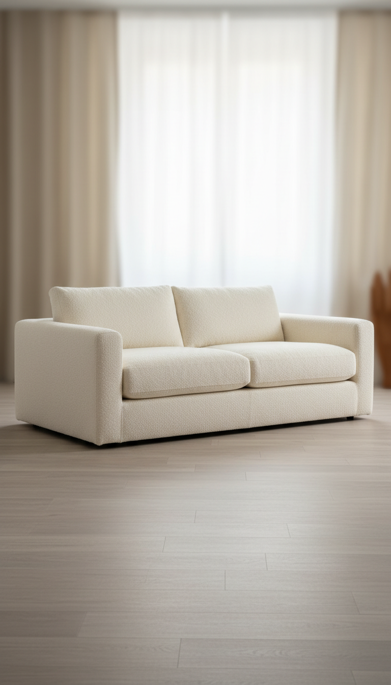 Ivory Wool Relaxed Sofa