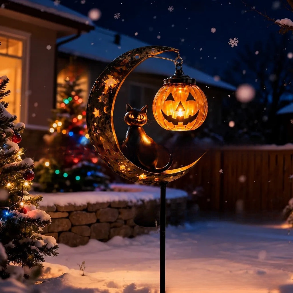 Halloween black cat pumpkin ground lamp outdoor decoration
